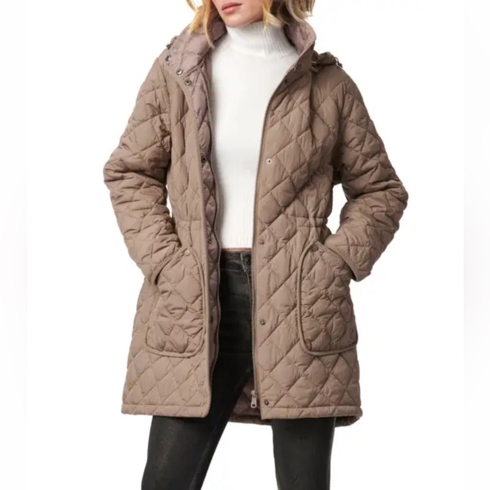 Bernardo Diamond Quilted Hooded Jacket
